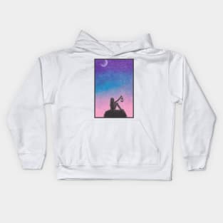 Girl in Beautiful Night Sky Kids Hoodie